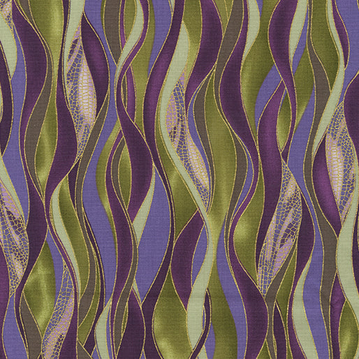 Dance Of The Dragonfly: Dancing Waves (Olive) - Three Wishes Patchwork Fabric