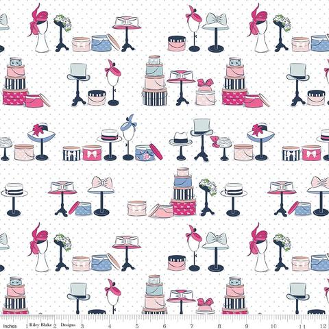 Derby Day: Haberdashery (White/Pink) | 80cm x 110cm