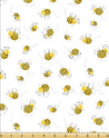 Susybee:  Bees on White - Three Wishes Patchwork Fabric