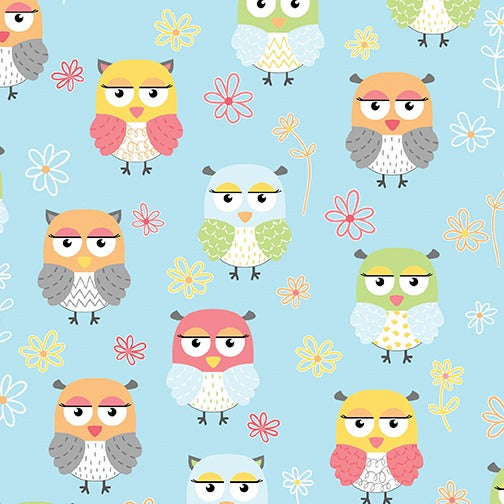 Friendship Forest: Owls on Blue