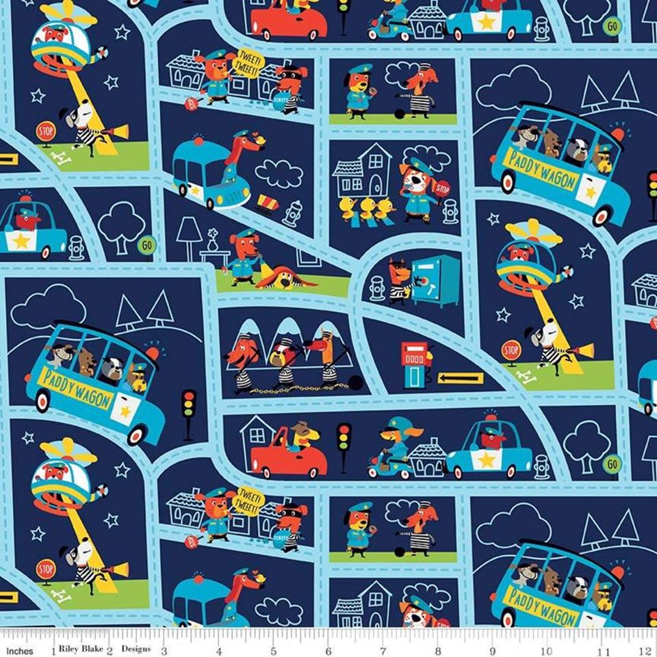 Cops and Robbers: Mayberry (Navy) - Three Wishes Patchwork Fabric