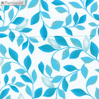 Pearl Reflections - Shimmer Leaves White/Teal by Kanvas Studio for Benartex
