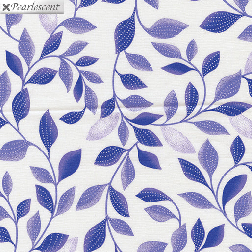 Pearl Reflections - Shimmer Leaves White/Purple by Kanvas Studio for Benartex