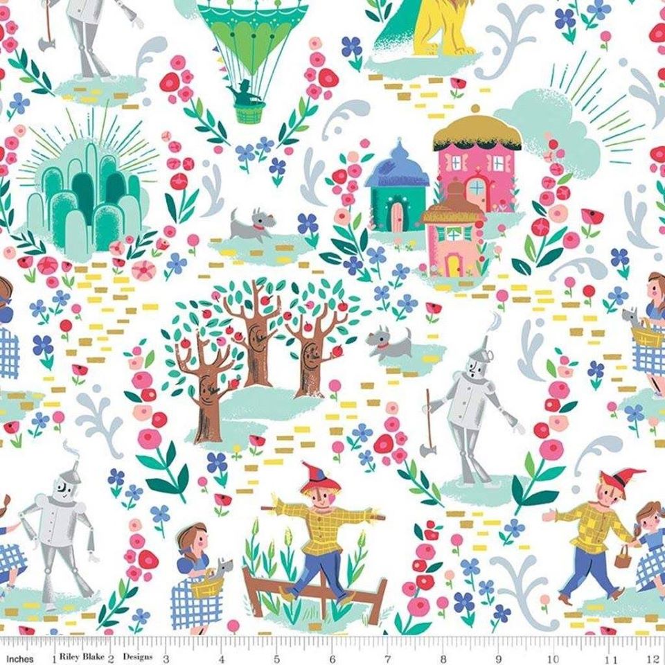 Dorothy's Journey: Main (White Sparkle) - Three Wishes Patchwork Fabric