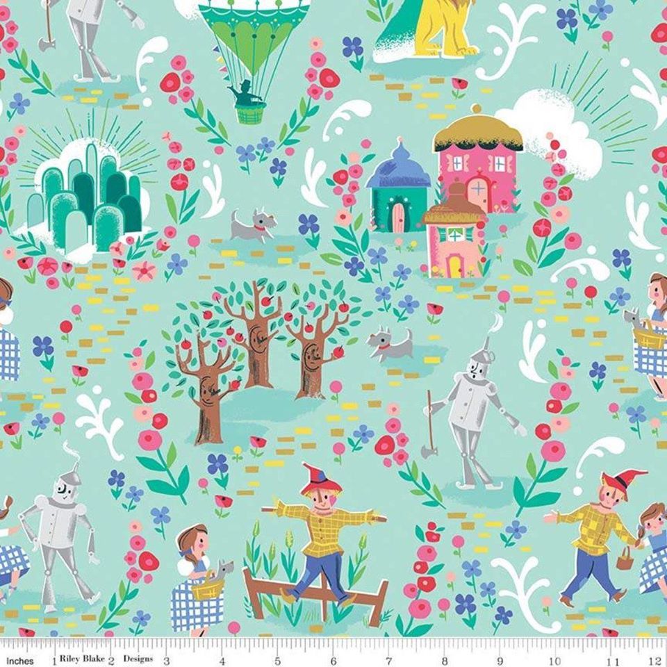 Dorothy's Journey: Main (Mint Sparkle) - Three Wishes Patchwork Fabric