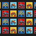 Monster Truck: Block Panel  by Henry Glass - Three Wishes Patchwork Fabric