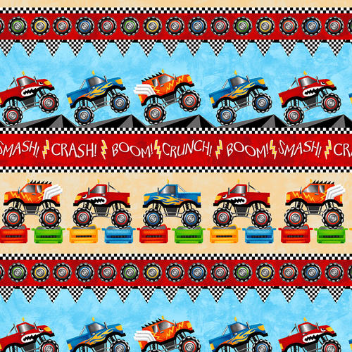 Monster Truck:  Stripe  by Henry Glass - Three Wishes Patchwork Fabric