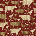 Quilter Barn Prints: Large Farm Animals (Red)