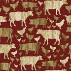 Quilter Barn Prints: Large Farm Animals (Red)
