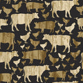 Quilter Barn Prints: Large Farm Animals (Black)