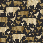 Quilter Barn Prints: Large Farm Animals (Black)