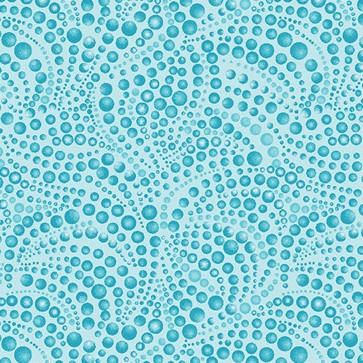 Cat-i-tude Beaded Swirls Tonal Light Teal - Ann Lauer Benartex - Three Wishes Patchwork Fabric