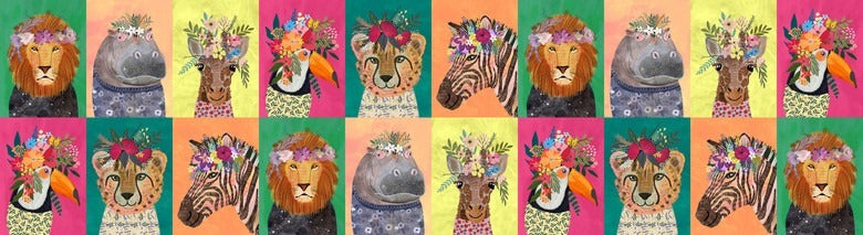 Junglemania Wild Flowers Panel by Blend Fabrics - Three Wishes Patchwork Fabric