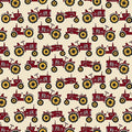 Quilter Barn Prints: Tractor (Cream/Red)
