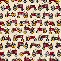 Quilt Barn Prints: Tractor Cream/Red by Benartex
