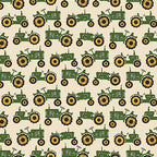 Quilter Barn Prints: Tractor (Cream/Green)
