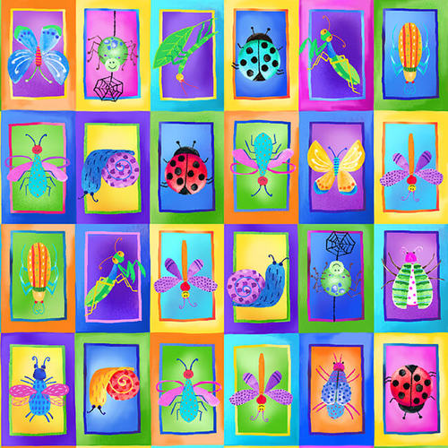 Bugs Galore! Bugs In Rectangles (Blue)