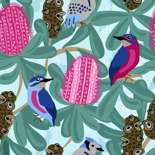 Sweet Botanicals: Banskia & Birds by Annette Winter - Three Wishes Patchwork Fabric