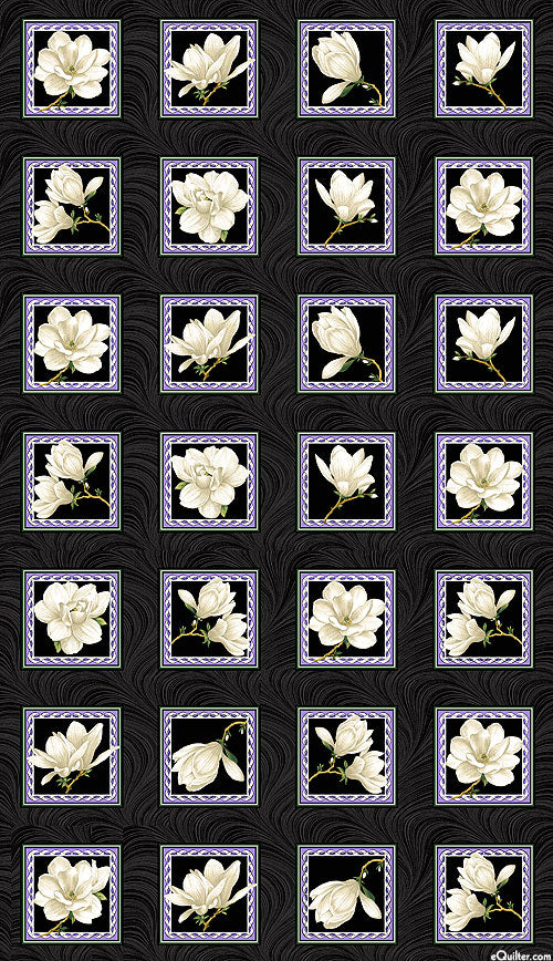Accent on Magnolias: Magnolia Blooms Blocks Panel (Cream)