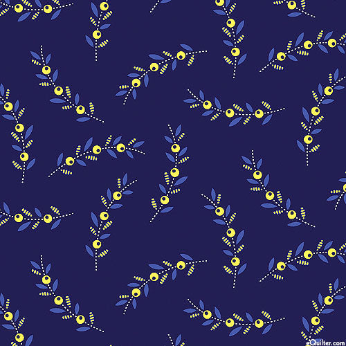 Somerset - Berry Sprigs - Navy by Benartex