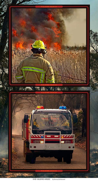 Wildfire Heroes: Firefighter and Firetruck Panel by KK Designs