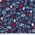 Deep Blue Sea: Anchors & Wheels (Navy)