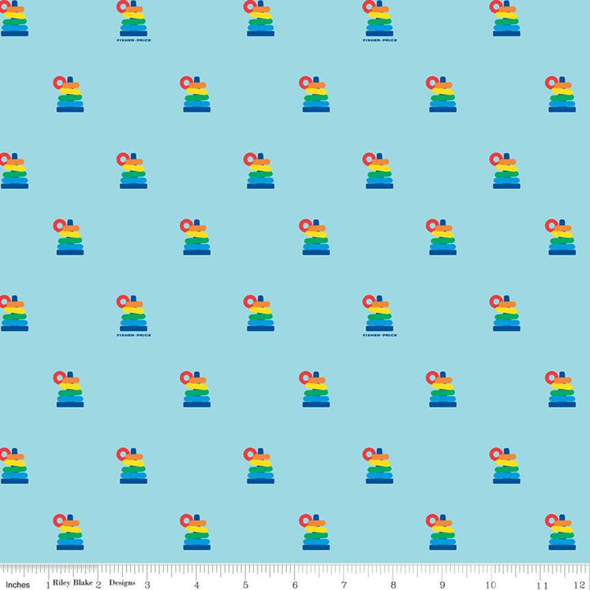 Fisher-Price Rock-a-Stack Aqua - Riley Blake - Three Wishes Patchwork Fabric