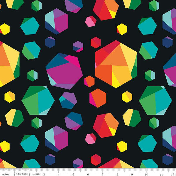 Create: Geo Gems (Black) - Three Wishes Patchwork Fabric