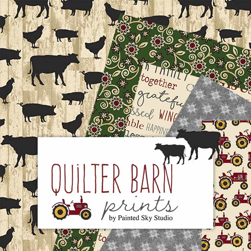 Quilter Barn Prints: Tractor (Cream/Red)