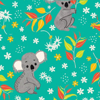 Koala Capers: Koala Turquoise  by Amanda Brandl for KK Designs