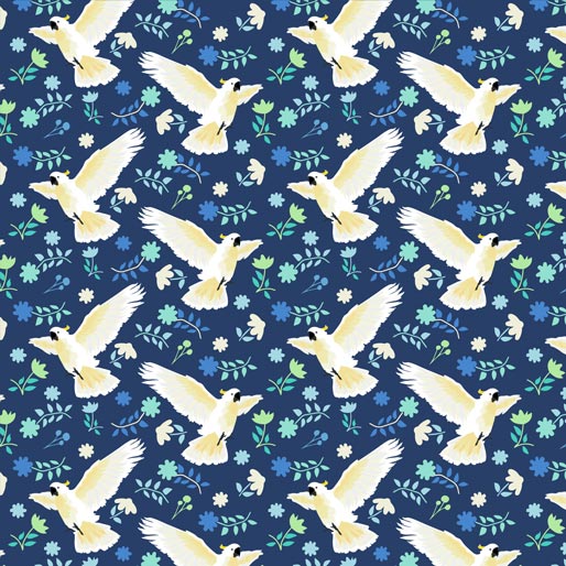 Australiana Soaring: Cockatoo Flying Navy by Amanda Joy Designs