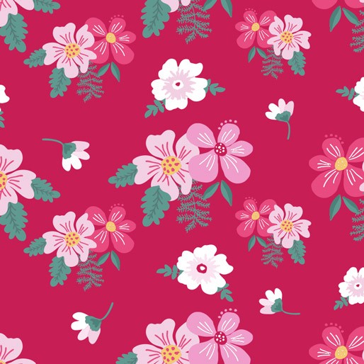 Native Bouquet: Pink Florals  By Annette Winter - Three Wishes Patchwork Fabric