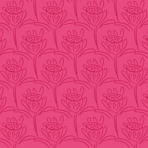 Native Bouquet: Protea - Fuchsia/Pink By Annette Winter - Three Wishes Patchwork Fabric