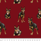 Merino Muster: Kelpie Dogs (Red)