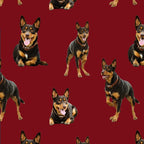 Merino Muster: Kelpie Dogs (Red)