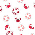 Vintage Boardwalk: Lifesavers & Crabs White by Maywood Studio - Three Wishes Patchwork Fabric