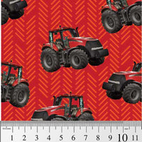 Farm Machines: Tractor Toss Patterned - Red by KK Designs