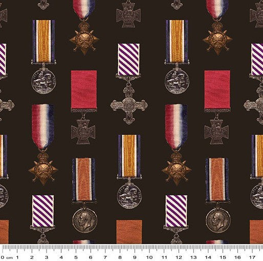 Remembering Anzac: Wartime Medals by KK Designs - Three Wishes Patchwork Fabric