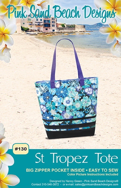 St Tropez tote bag sewing pattern spacious everyday bag with zipper pockets for quilting and patchwork sewing