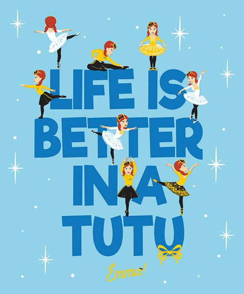 Emma Wiggle 'Life Is Better In A Tutu' Panel - Blue  by Riley Blake