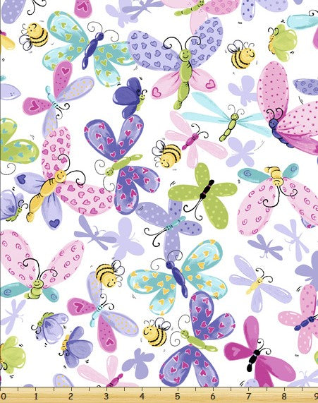 Flutter the Butterfly: Butterflies All Over (White/Multi)