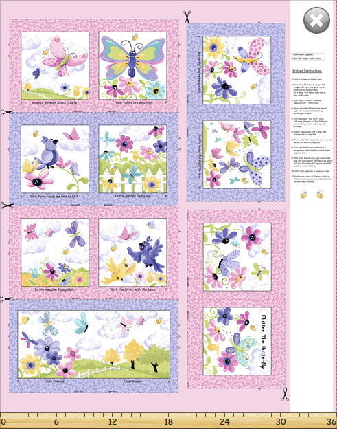 Susybee: Flutter the Butterfly Book Panel - Three Wishes Patchwork Fabric