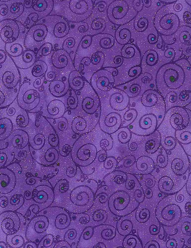 Midnight Plume Swirl Vine Purple by Timeless Treasures