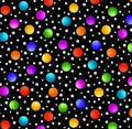 Alpha Doodle: Bouncing Rainbow Dots (Black) - Three Wishes Patchwork Fabric