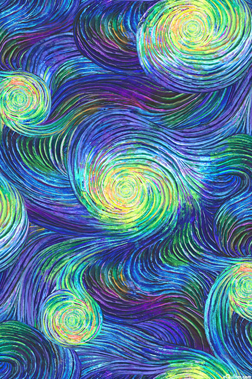 Artworks IX: Starry Reflections (Blue) DIGITAL PRINT - Three Wishes Patchwork Fabric