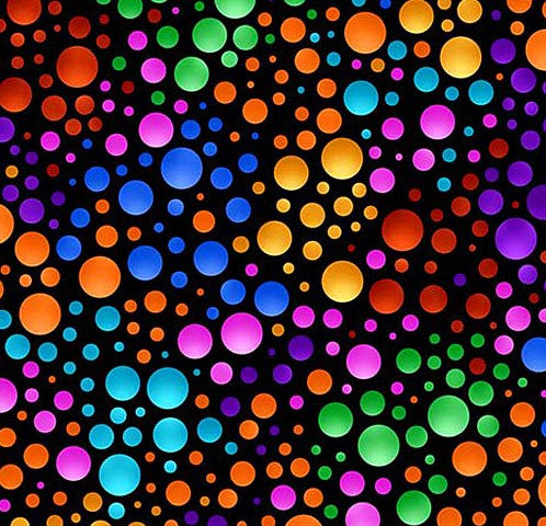 Carnivale: Party Time Dots (Black/Multi) - Three Wishes Patchwork Fabric