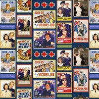 Women's Wartime Service - (60 cms x 110 cms) Blocks Allover by KK Designs