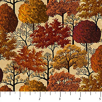 Autumn Village: Trees - Charles Wysocki for Northcott Fabrics - Three Wishes Patchwork Fabric