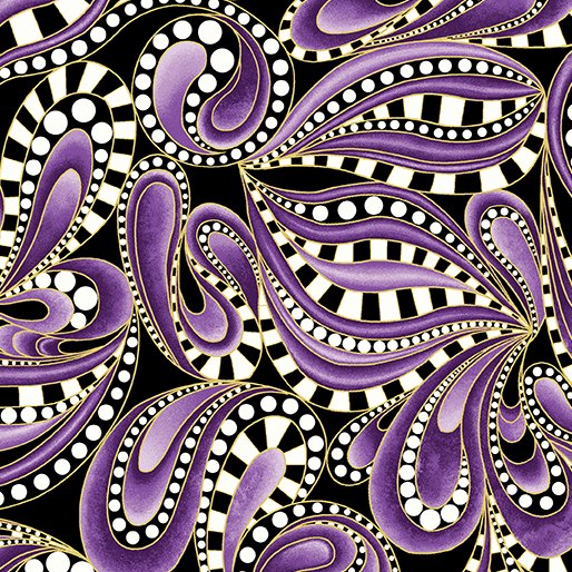 Cat-i-tude Paisley Tonal Swirl Purple - Ann Lauer Benartex - Three Wishes Patchwork Fabric