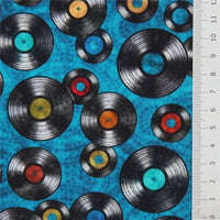 Good Vibrations Vinyl Records Blue by Dan Morris for QT Fabrics